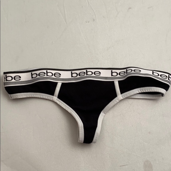 Bebe black and white logo thong panty M - Picture 4 of 10